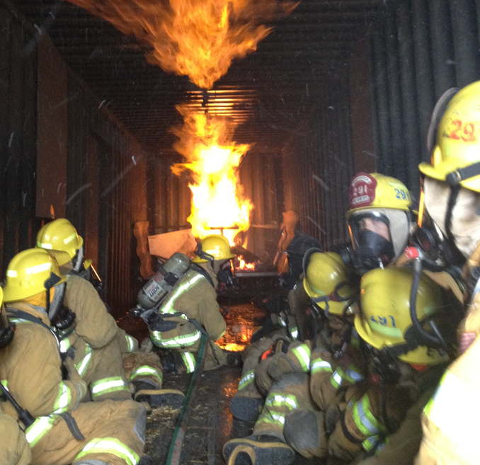 Firefighters in training