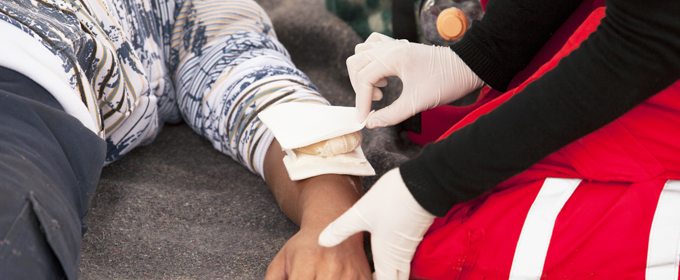 EMS personnel treating a person